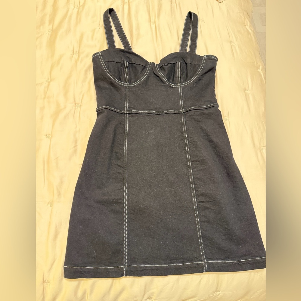 Black Bustier Jean Dress